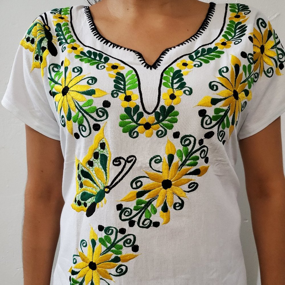 White/yellow Mexican Artisanal Blouse